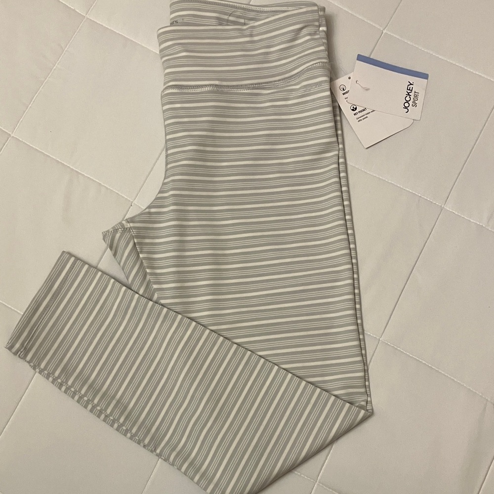 Jockey Gray and White Striped Leggings
